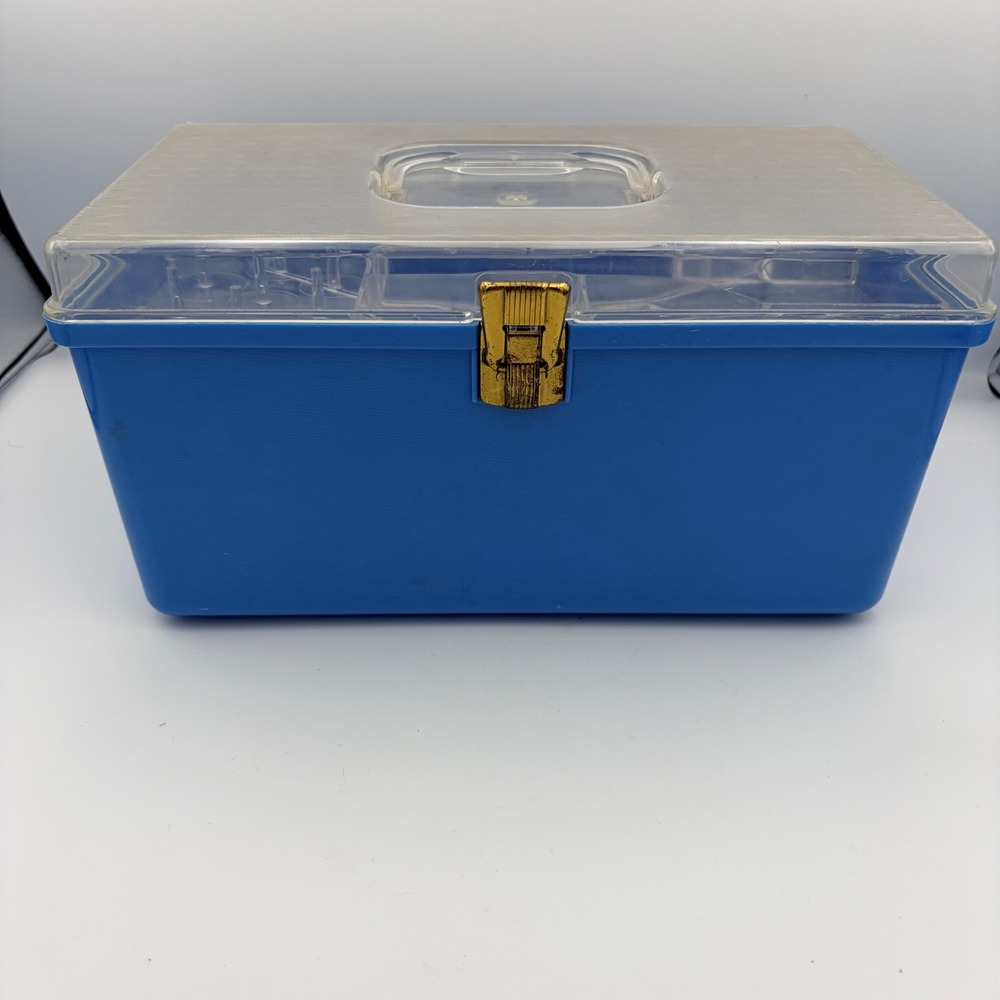 Vintage Wil-hold Blue Sewing Box Organizer Tray Wilson Mfg Corp Made in USA